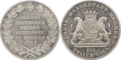Münze Bremen 1 Thaler 1865