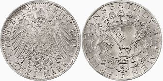 Münze Bremen 2 mark 1904
