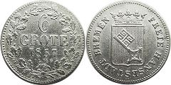 Münze Bremen 6 grote 1857