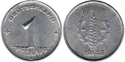 Münze Ostdeutschland 1 Pfennig 1948