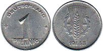monnaie East Allemagne 1 pfennig 1948