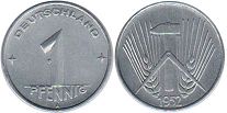 monnaie Allemagne DDR 1 pfennig 1952