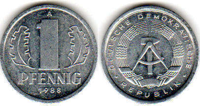 Münze Ostdeutschland 1 Pfennig 1988