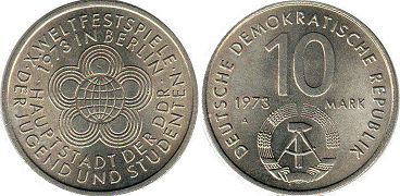 Münze Ostdeutschland 10 mark 1973 Jugendfest