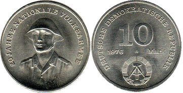 Münze Ostdeutschland 10 mark 1976 Nationalen Volksarmee