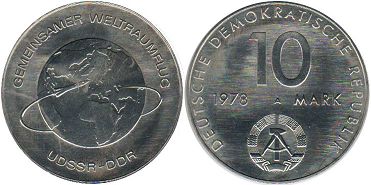 Münze Deutschland Demoсratc 10 mark 1978 Gemeinsamer Orbitalflug zwischen UdSSR-DDR