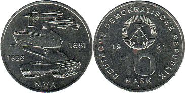 Münze Ostdeutschland 10 mark 1981 Nationalen Volksarmee