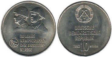 Münze Ostdeutschland 10 mark 1983 Arbeitermiliz