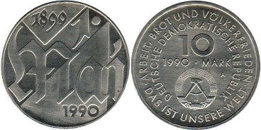 Münze Ostdeutschland 10 mark 1990 Internationalen Arbeitstages