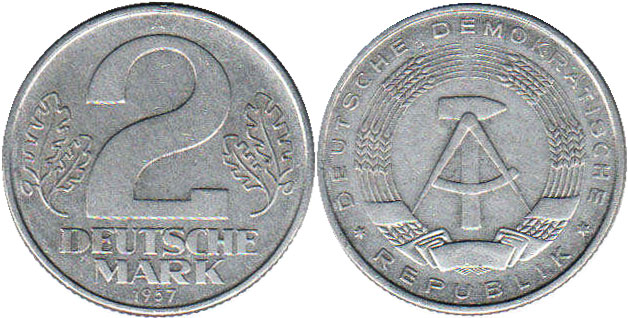 Coin Ostdeutschland 2 mark 1957