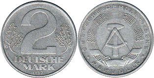 Münze Ostdeutschland 2 mark 1957