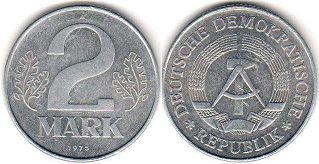 monnaie East Allemagne 2 mark 1975