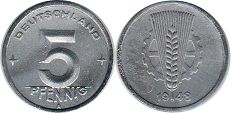 Münze Deutschland DDR 5 Pfennig 1948