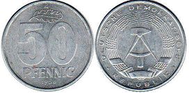 moneta East Germany 50 pfennig 1958