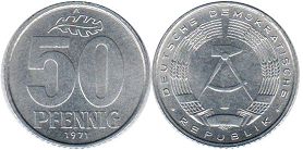moneta East Germany 50 pfennig 1973