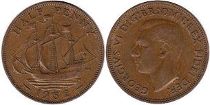 Großbritannien muenze half Penny 1952