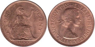 Großbritannien muenze 1 Penny 1953 Coronation