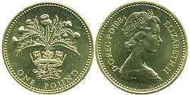 Großbritannien muenze 1 Pfund 1984 Schottische Distel