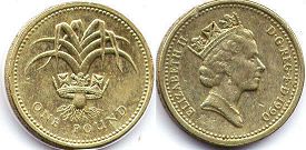 Großbritannien muenze 1 Pfund 1990 Walisischer Lauch