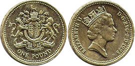 Großbritannien muenze 1 Pfund 1993 Schild von Großbritannien
