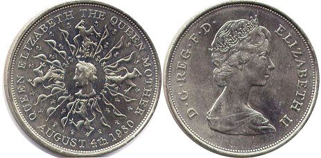 Großbritannien muenze 25 Pence 1980 Queen Mother