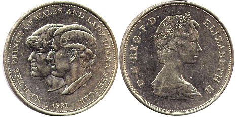 Großbritannien muenze 25 Pence 1981 Prince Charles and Lady Diana