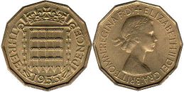 Großbritannien muenze 3 Pence 1953 Coronation