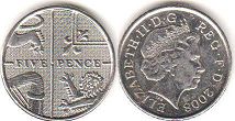 Großbritannien muenze 5 Pence 2008