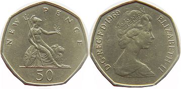 Großbritannien muenze 50 Pence 1969