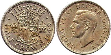 UK 1/2 krone 1949