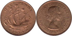 Großbritannien muenze 1/2 Penny 1953 Coronation