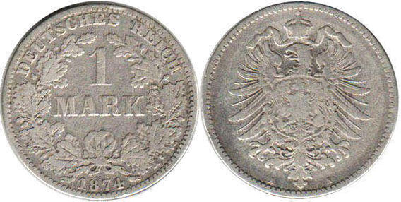 Münze Deutsches Kaiserreich 1 mark 1874
