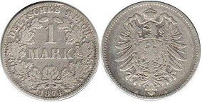 moneta Cesarstwo Niemieckie 1 mark 1874