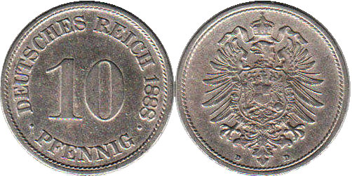 Münze Deutsches Kaiserreich 10 Pfennig 1888