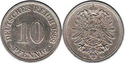 moneta Cesarstwo Niemieckie 10 pfennig 1888