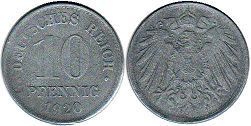moneta Cesarstwo Niemieckie 10 pfennig 1920