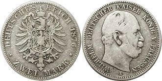 moneta Cesarstwo Niemieckie 2 mark 1876