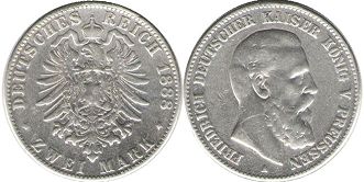 coin German Empire 2 mark 1888