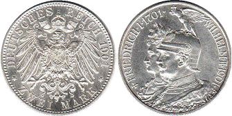 moneta Cesarstwo Niemieckie 2 mark 1901