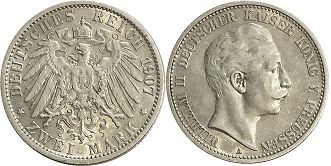moneta Cesarstwo Niemieckie 2 mark 1907