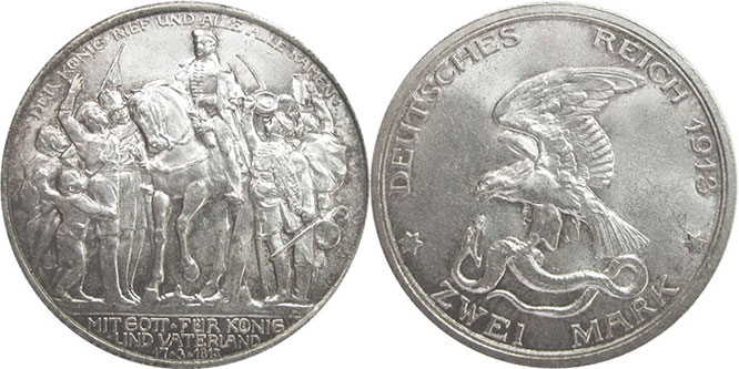Münze Deutsches Kaiserreich 2 mark 1913