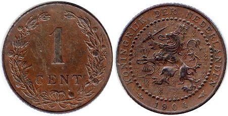 Münze Niederlande 1 cent 1904