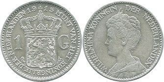 Münze Niederlande 1 Gulden 1914