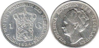 Münze Niederlande 1 Gulden 1924