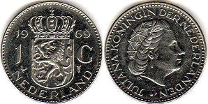 Münze Niederlande 1 Gulden 1969