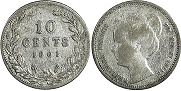 Münze Niederlande 10 cent 1901