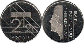 Münze Niederlande 2 1/2 Gulden 2001