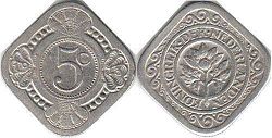 Münze Niederlande 5 cent 1913