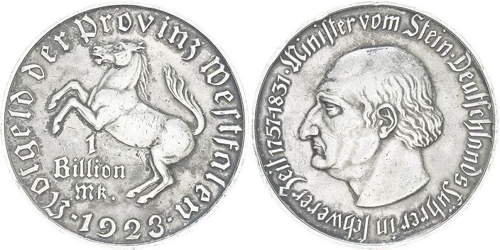 Notgeld Westfalen 1 Billion mark 1923