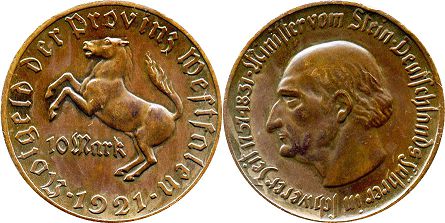 Notgeld Westphalia 10 mark 1921